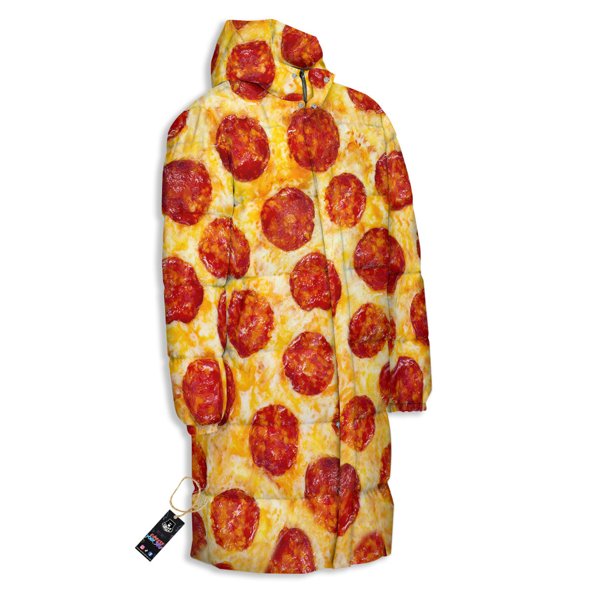 Pizza Pepperoni Print Long Down Jacket-grizzshop