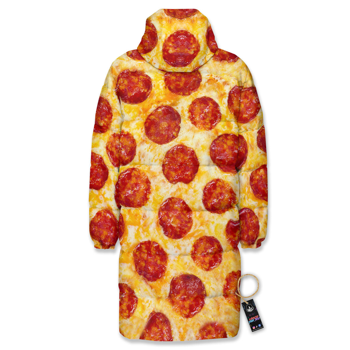 Pizza Pepperoni Print Long Down Jacket-grizzshop