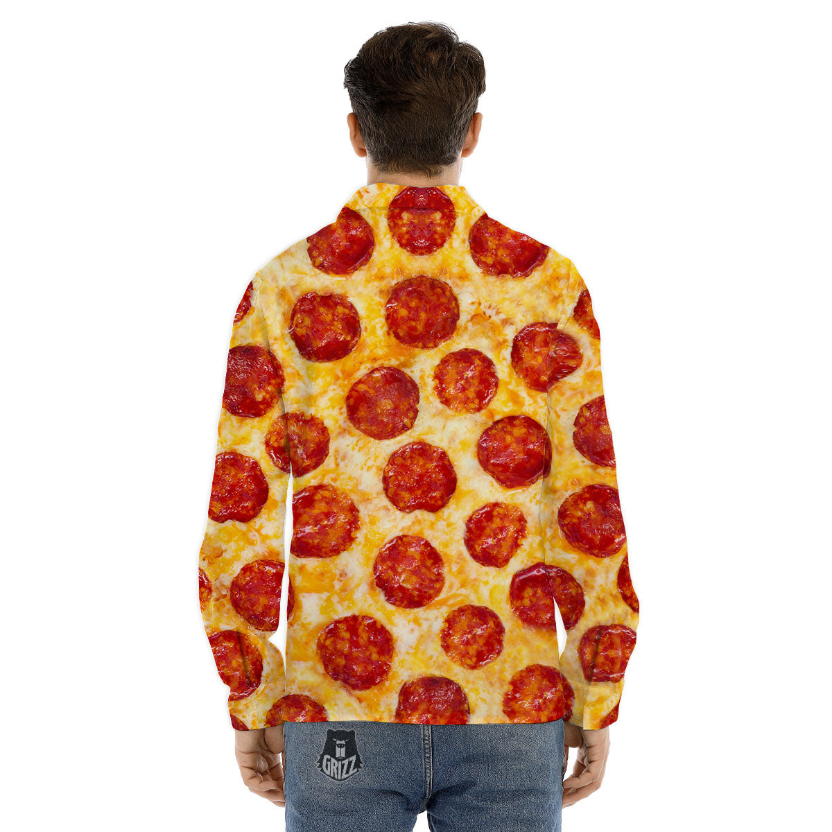 Pizza Pepperoni Print Men's Dress Shirts-grizzshop