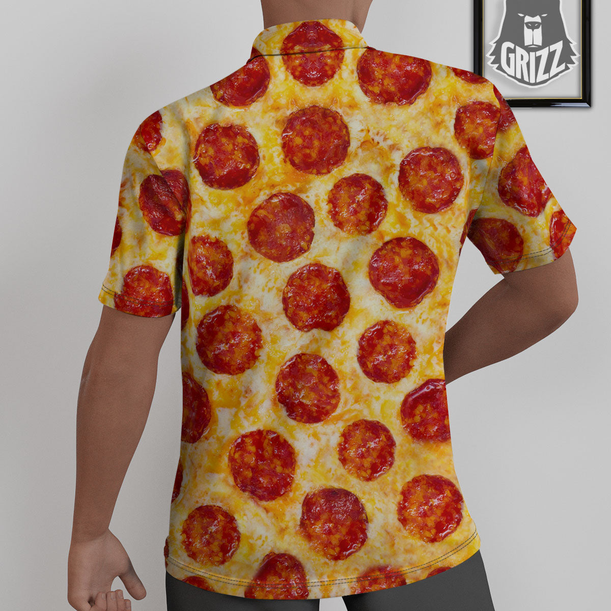 Pizza Pepperoni Print Untucked Shirts-grizzshop