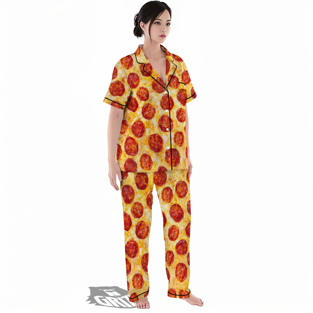 Pizza Pepperoni Print Women's Pajamas Set-grizzshop