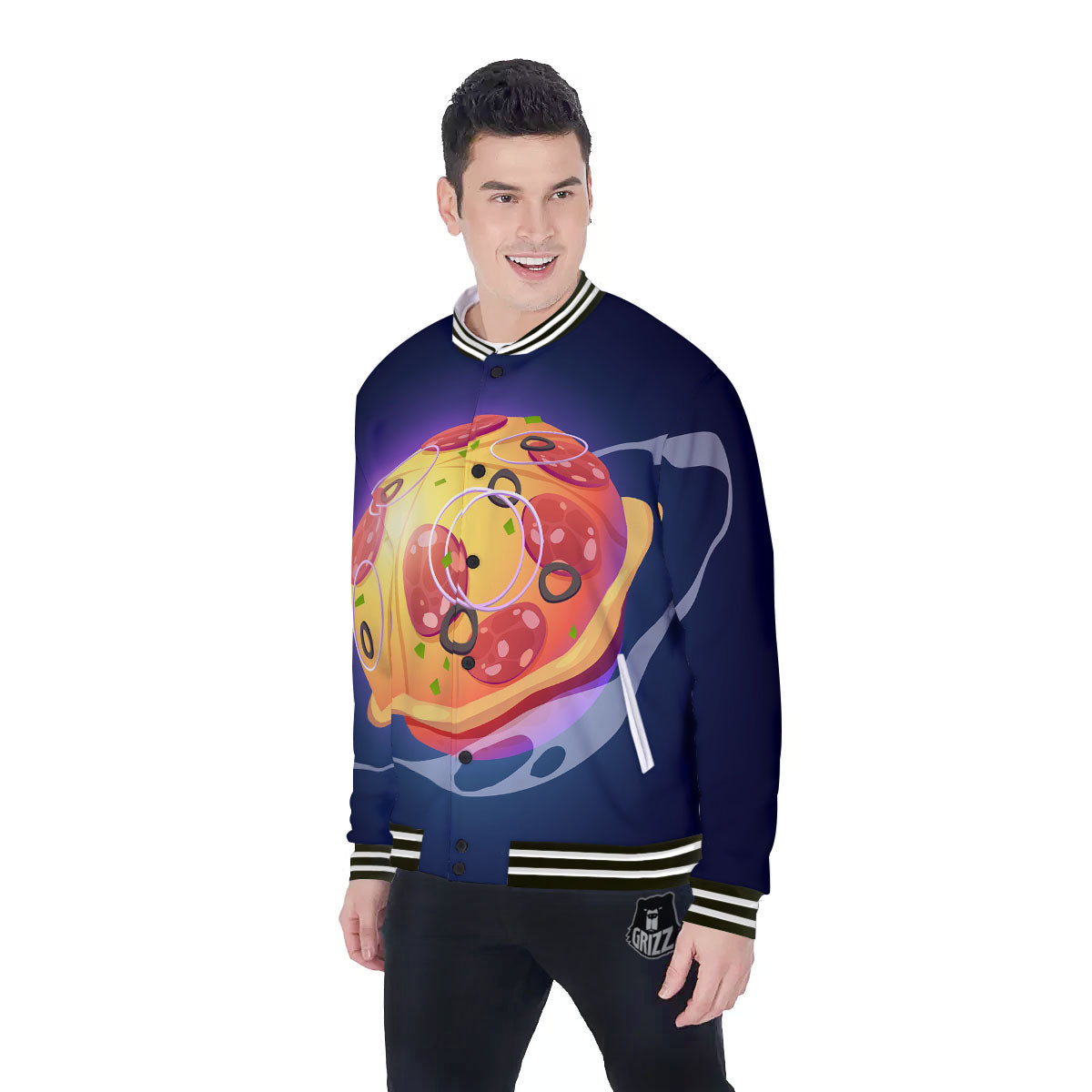 Pizza Planet Print Baseball Jacket-grizzshop