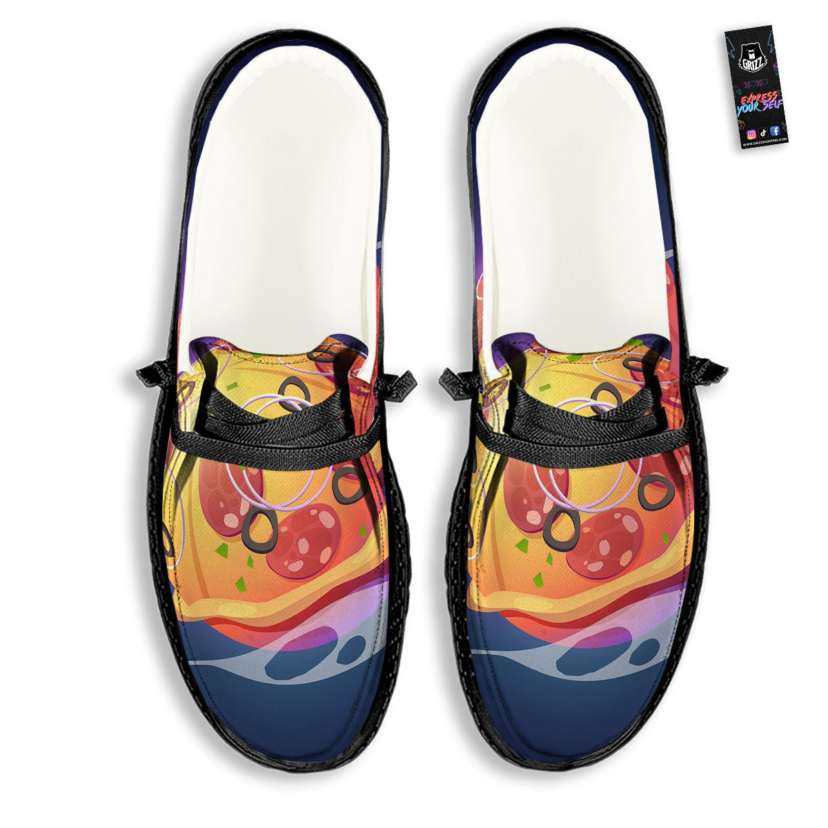 Pizza Planet Print Black Loafers-grizzshop