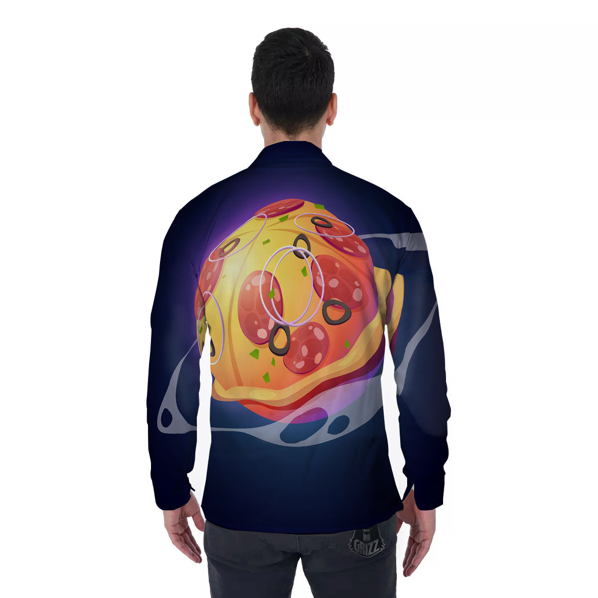 Pizza Planet Print Men's Long Sleeve Shirts-grizzshop