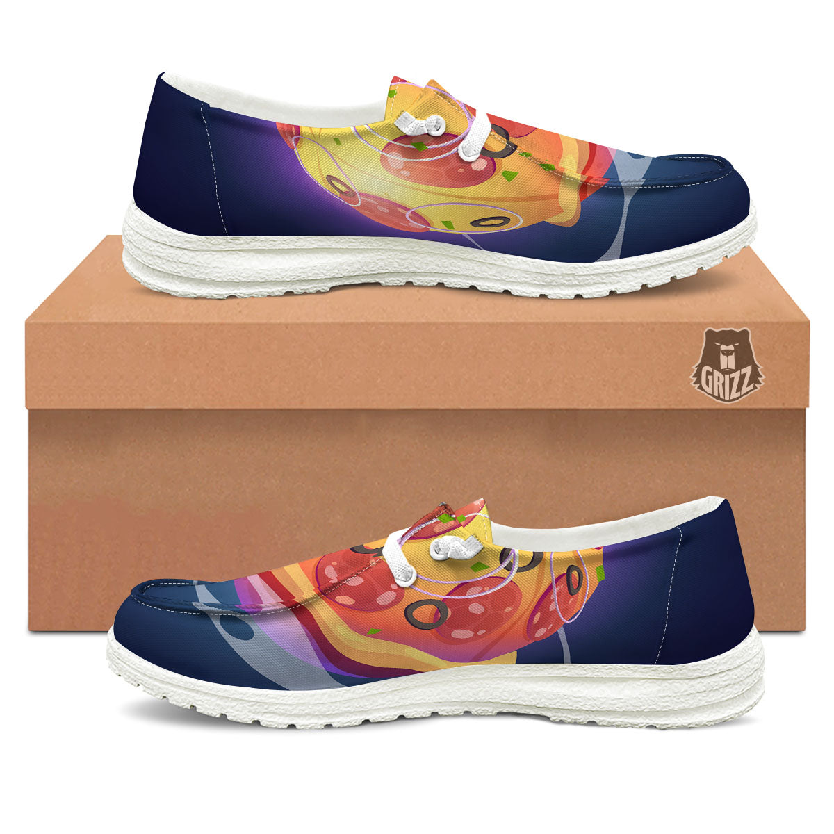 Pizza Planet Print White Loafers-grizzshop
