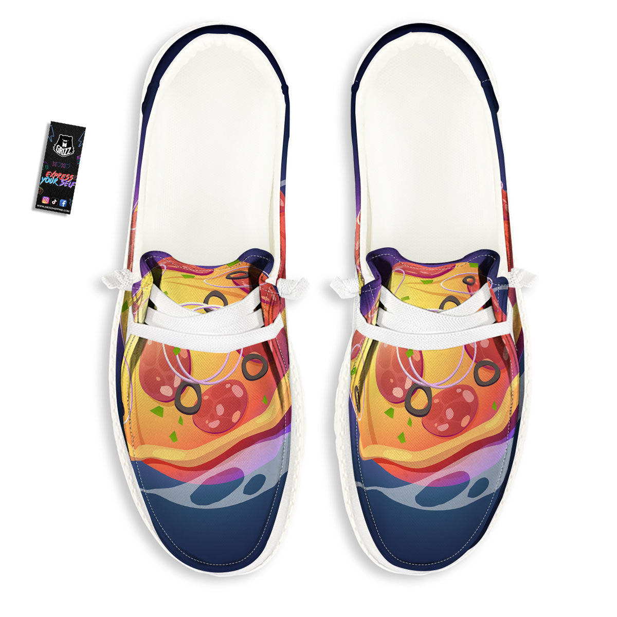 Pizza Planet Print White Loafers-grizzshop