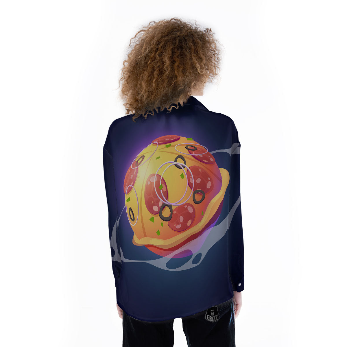 Pizza Planet Print Women's Long Sleeve Shirts-grizzshop