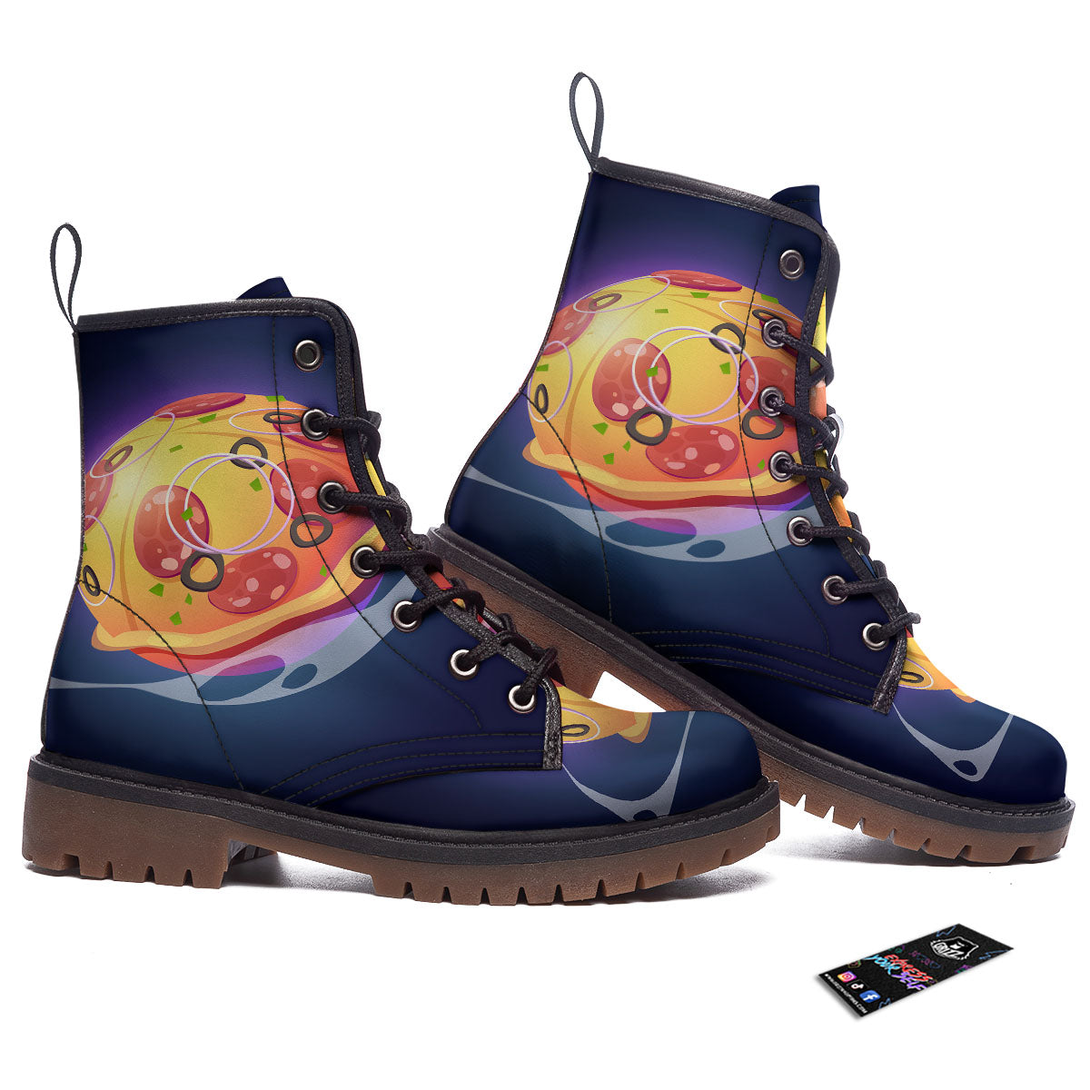 Pizza Planet Print Work Boots-grizzshop