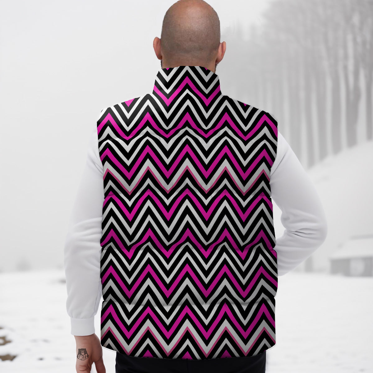 Pizza Print Pattern Down Vest