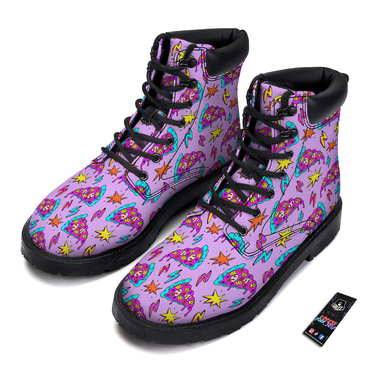 Pizza Psychedelic Print Pattern Boots-grizzshop