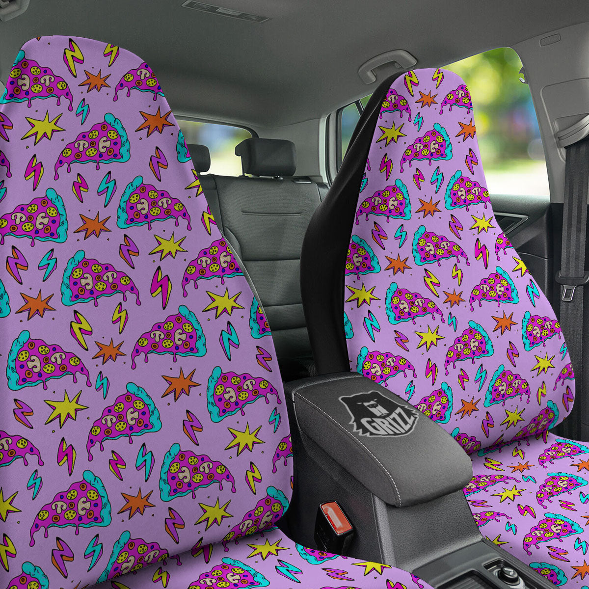 Pizza Psychedelic Print Pattern Car Seat Covers-grizzshop
