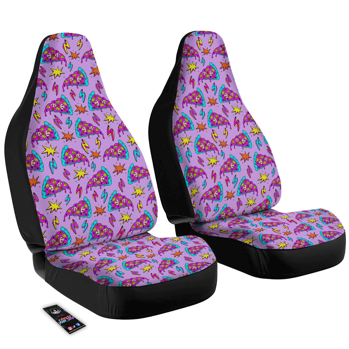 Pizza Psychedelic Print Pattern Car Seat Covers-grizzshop