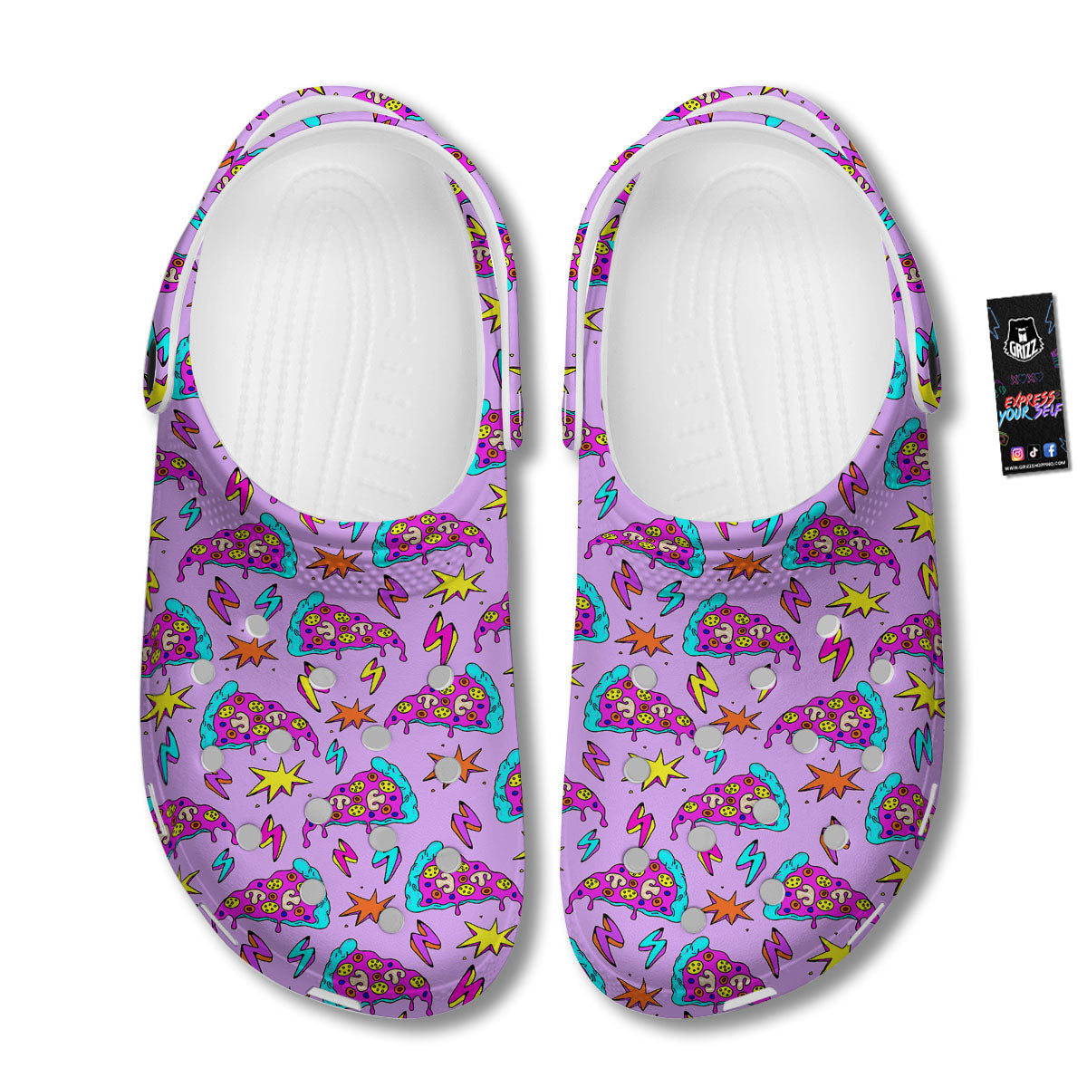Pizza Psychedelic Print Pattern Clog-grizzshop