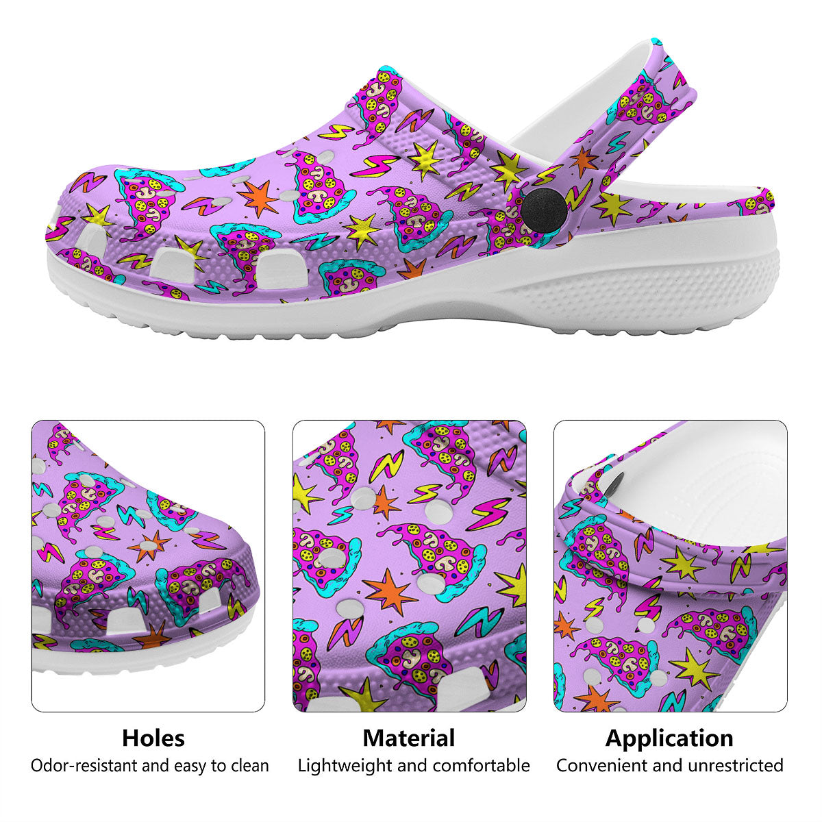Pizza Psychedelic Print Pattern Clog-grizzshop