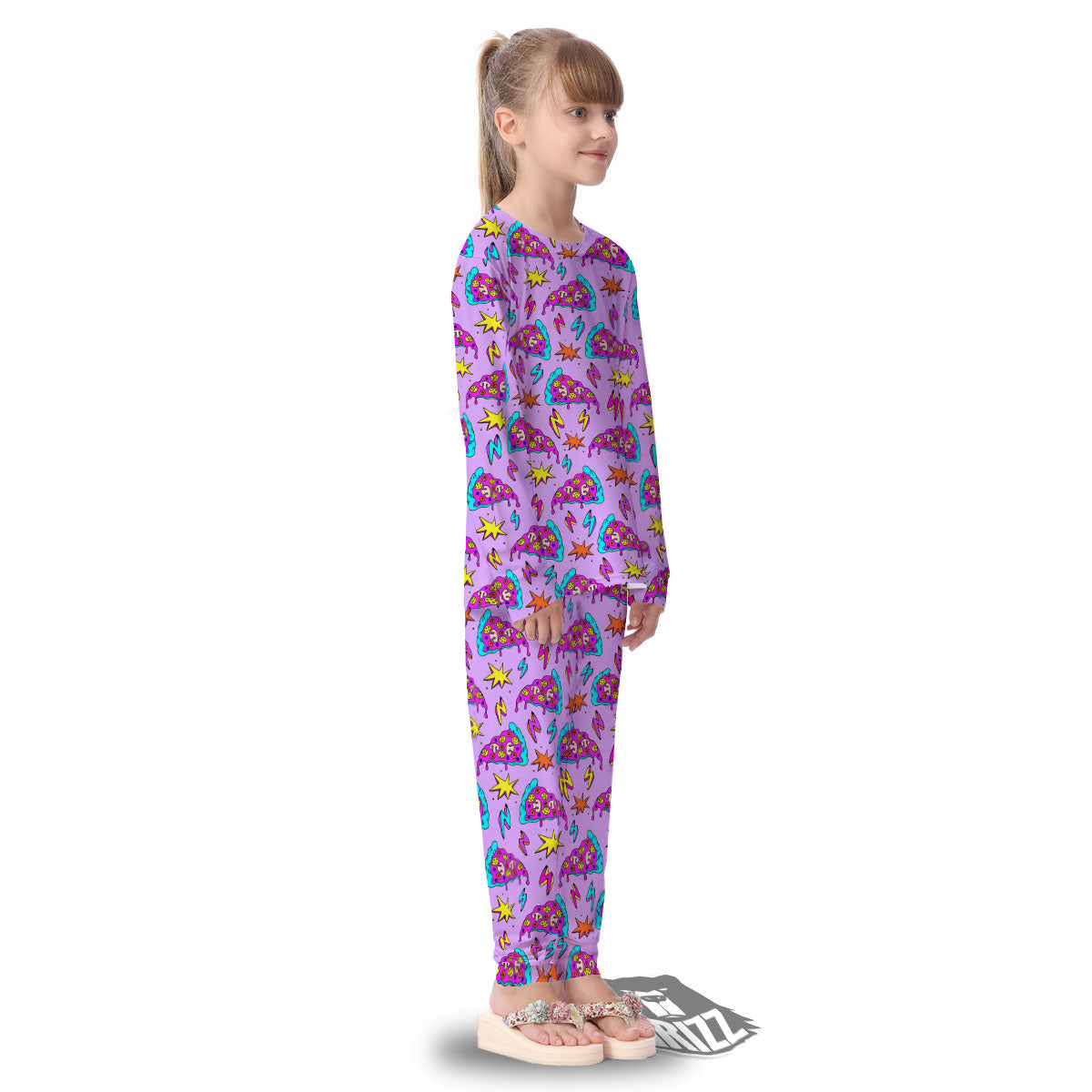 Pizza Psychedelic Print Pattern Kid's Pajamas-grizzshop