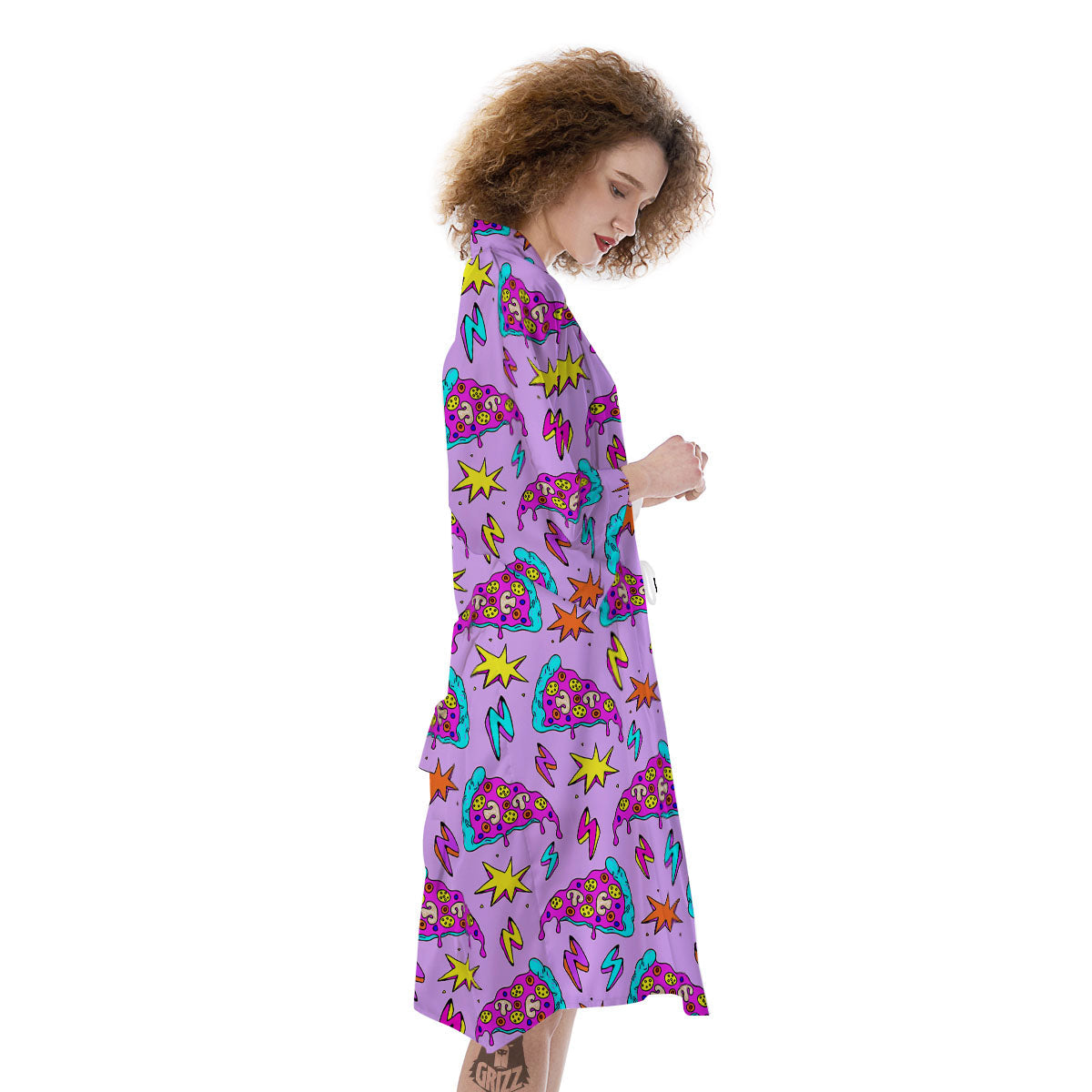 Pizza Psychedelic Print Pattern Kimono-grizzshop
