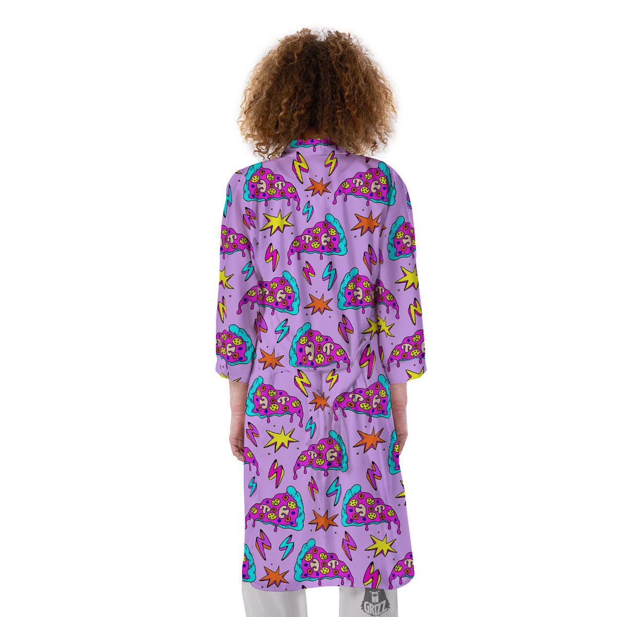 Pizza Psychedelic Print Pattern Kimono-grizzshop