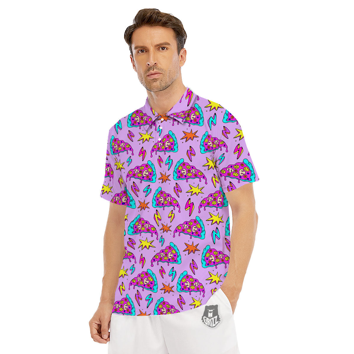 Pizza Psychedelic Print Pattern Men's Golf Shirts-grizzshop