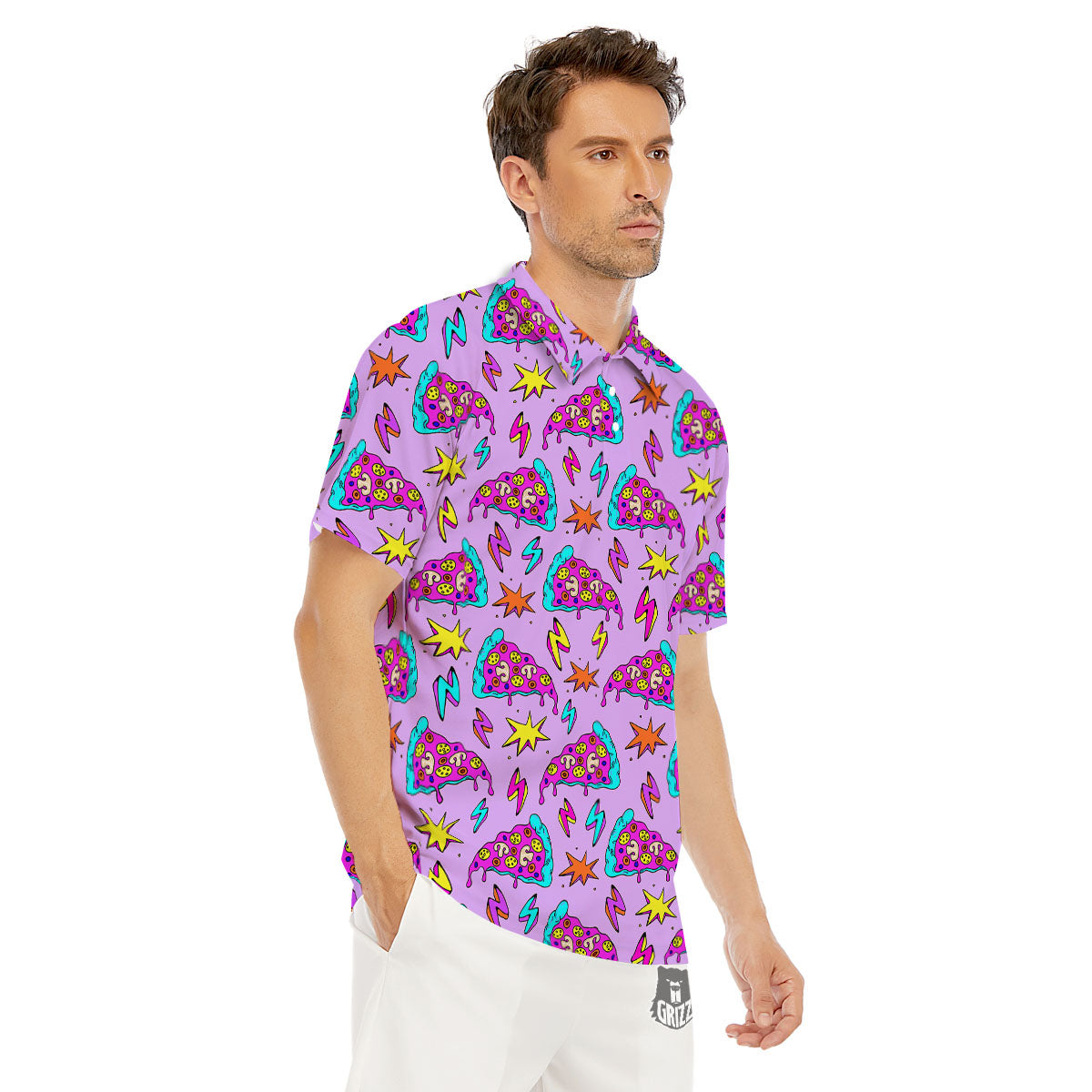 Pizza Psychedelic Print Pattern Men's Golf Shirts-grizzshop