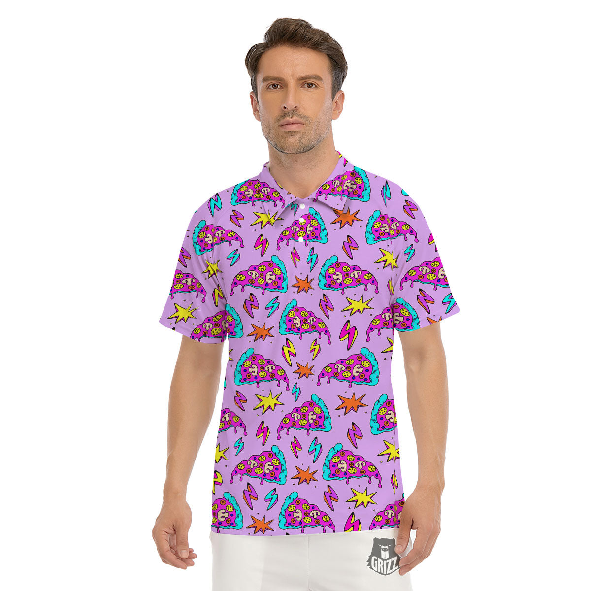 Pizza Psychedelic Print Pattern Men's Golf Shirts-grizzshop