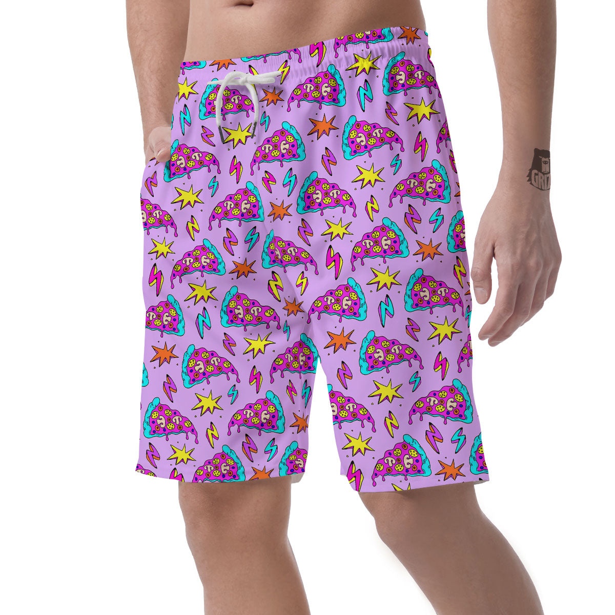 Pizza Psychedelic Print Pattern Men's Shorts-grizzshop