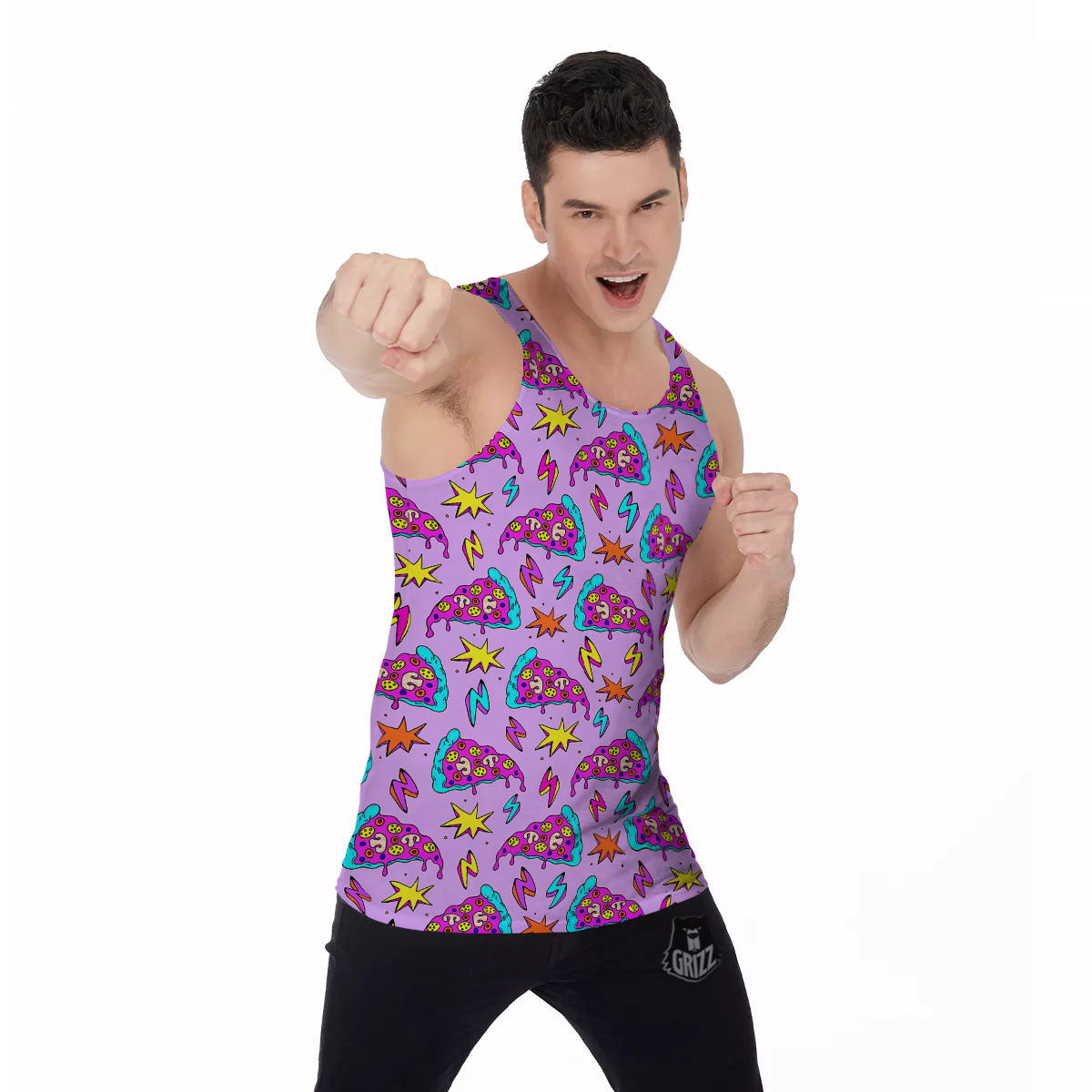Pizza Psychedelic Print Pattern Men's Tank Top-grizzshop
