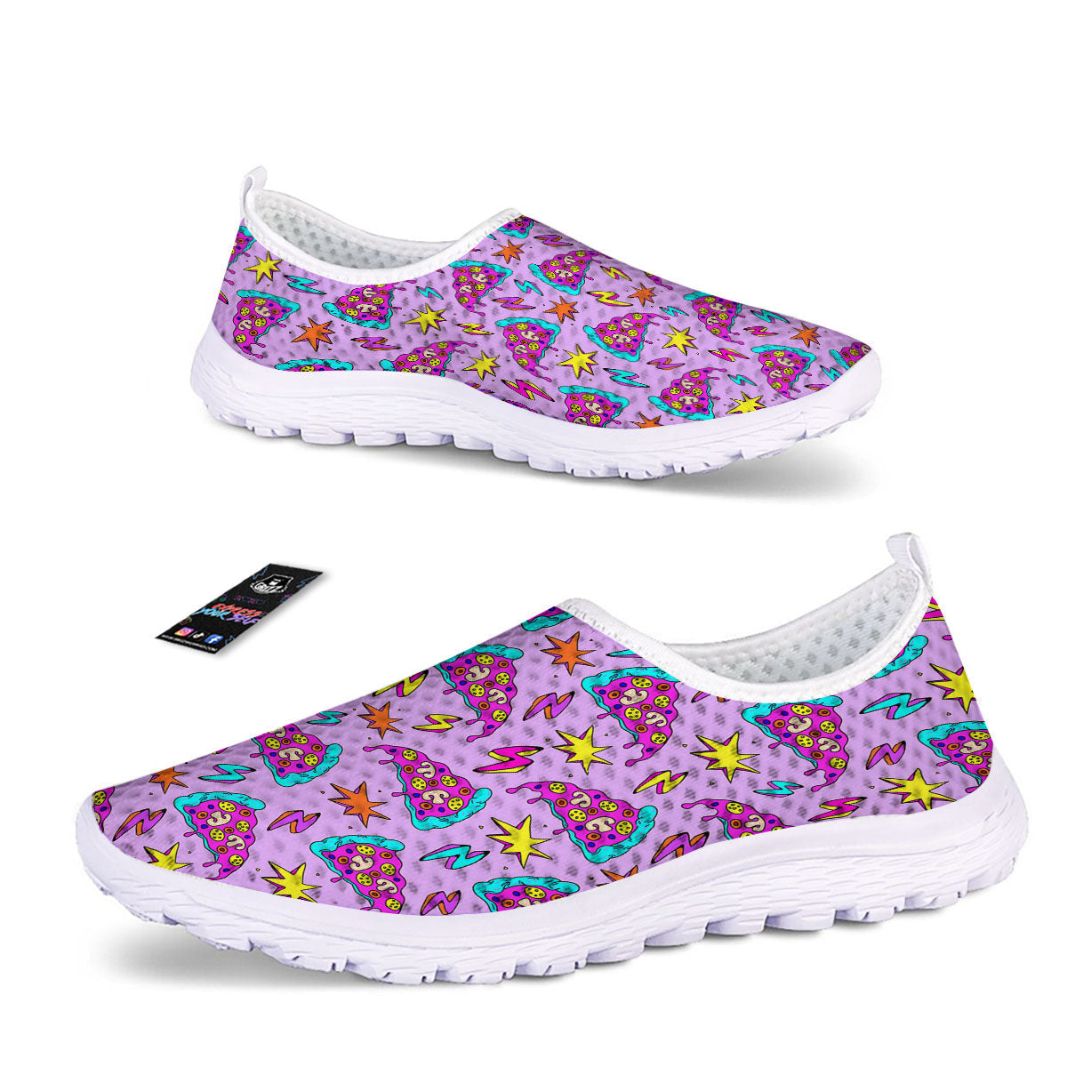 Pizza Psychedelic Print Pattern Nurse Shoes-grizzshop