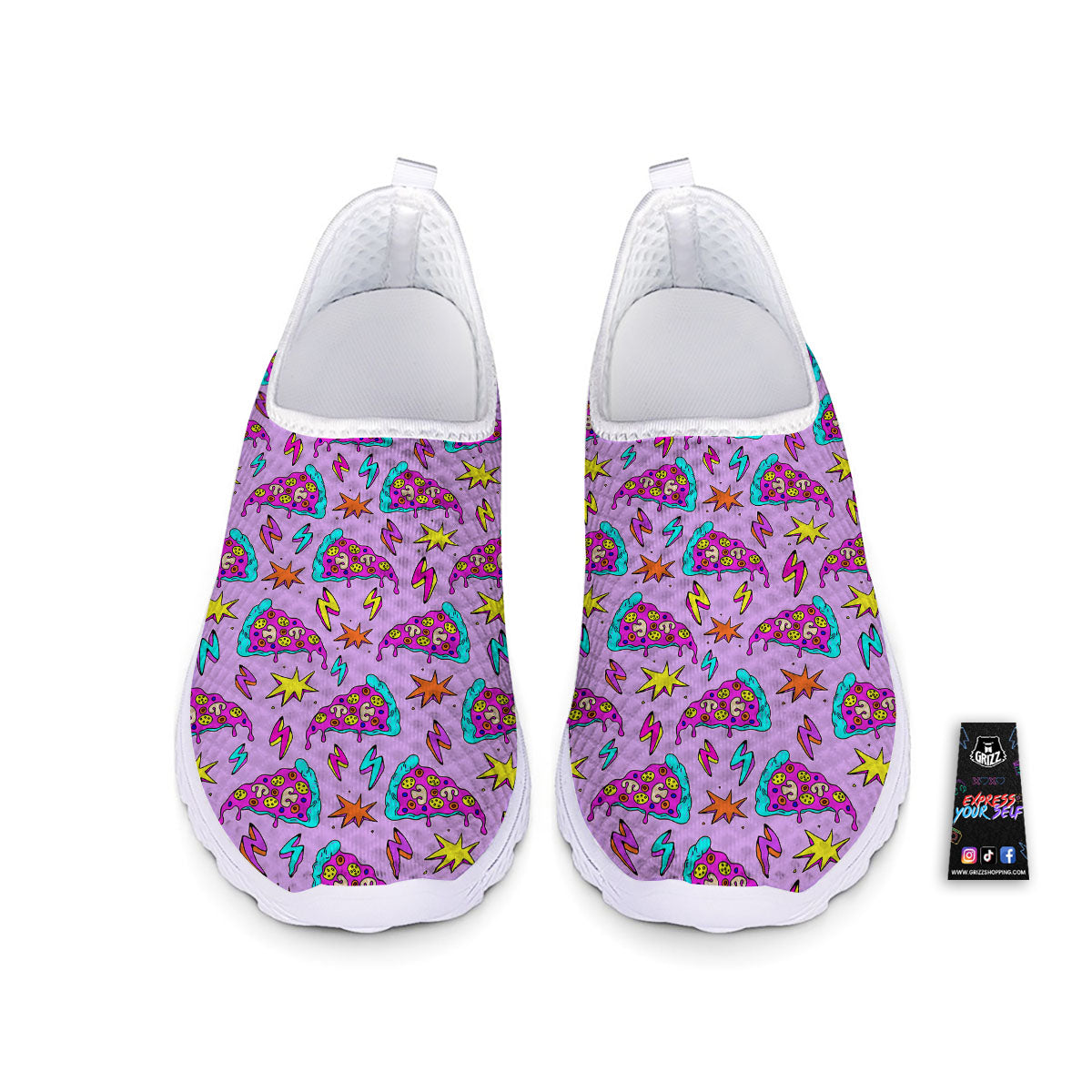 Pizza Psychedelic Print Pattern Nurse Shoes-grizzshop