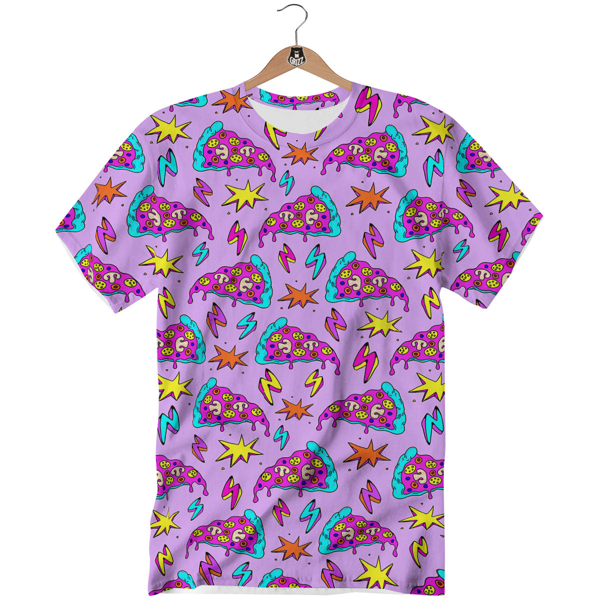 Pizza Psychedelic Print Pattern T-Shirt-grizzshop