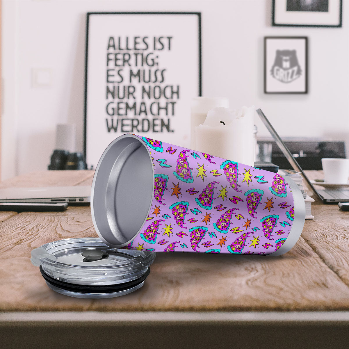 Pizza Psychedelic Print Pattern Tumbler-grizzshop