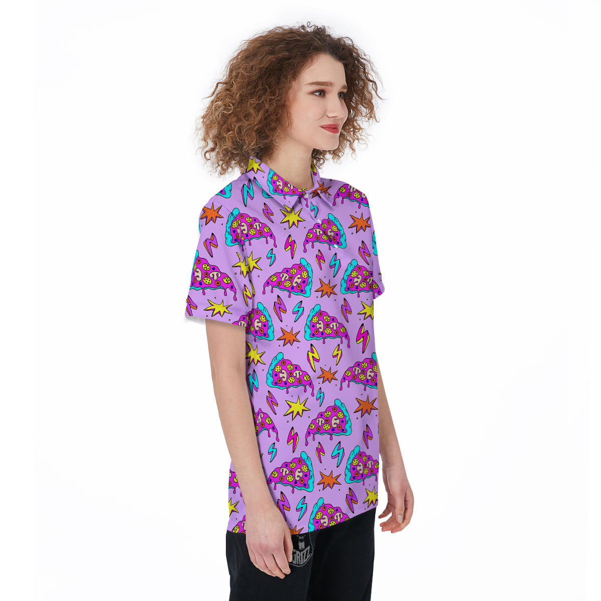 Pizza Psychedelic Print Pattern Women's Golf Shirts-grizzshop