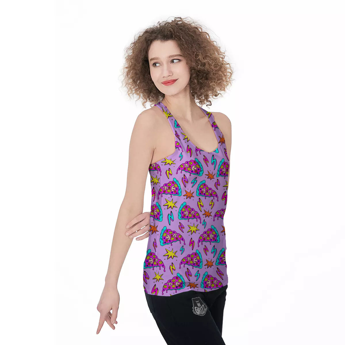 Pizza Psychedelic Print Pattern Women's Racerback Tank Top-grizzshop