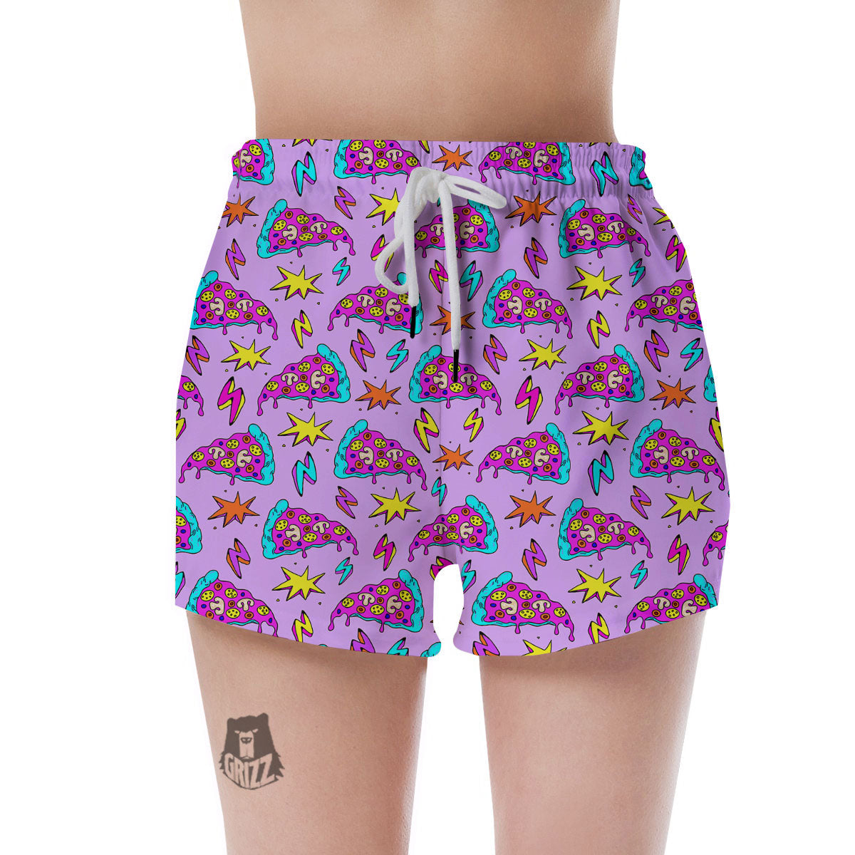 Pizza Psychedelic Print Pattern Women's Shorts-grizzshop