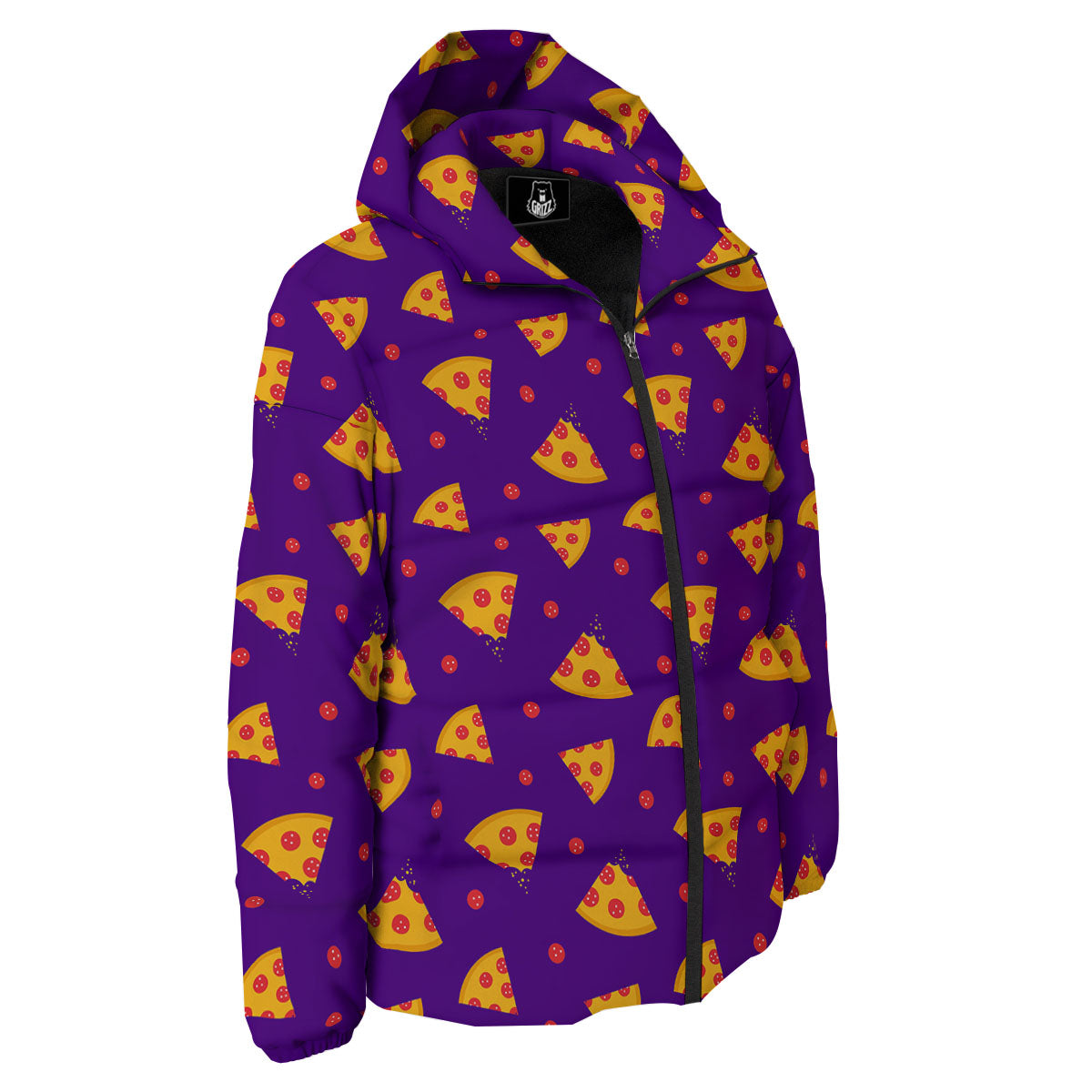 Pizza Purple Print Pattern Down Jacket-grizzshop