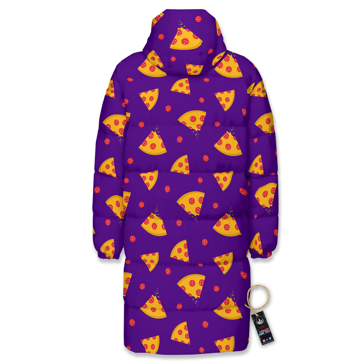 Pizza Purple Print Pattern Long Down Jacket-grizzshop