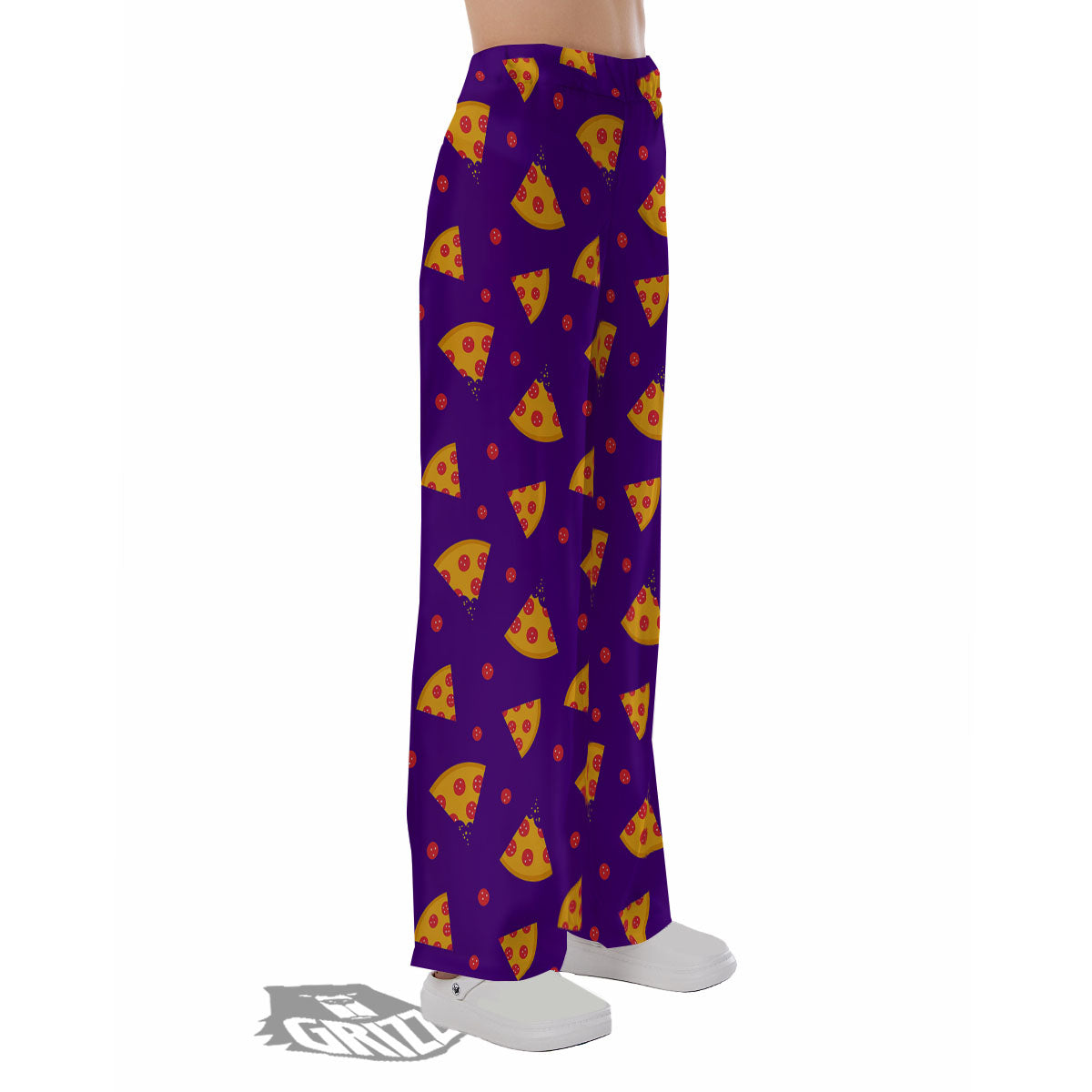 Pizza Purple Print Pattern Pajama Pants-grizzshop