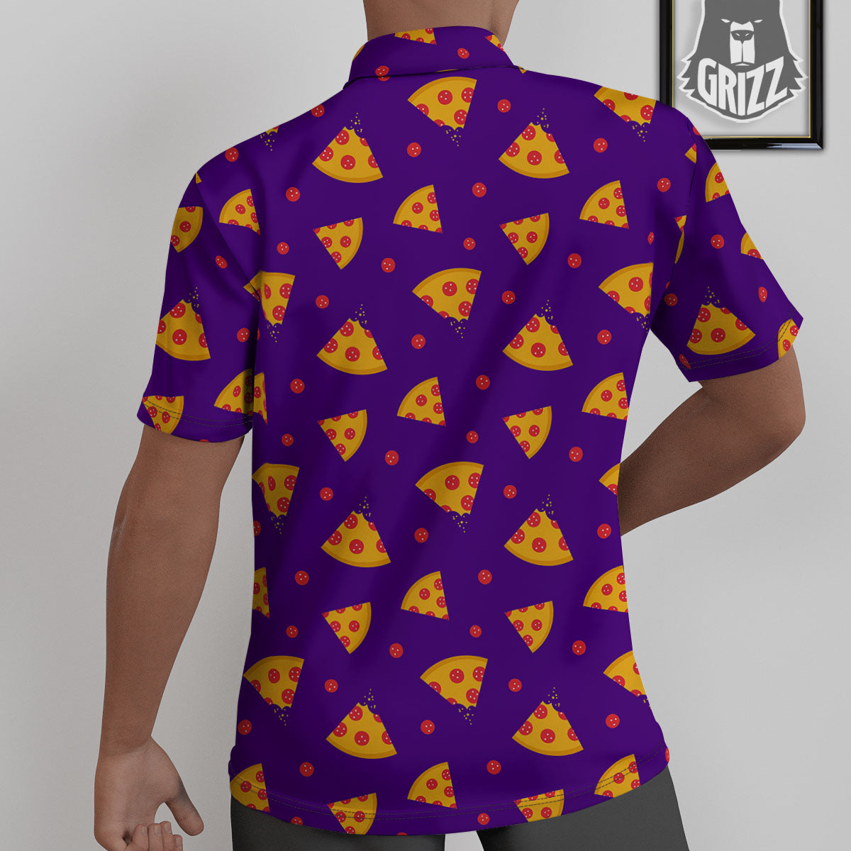 Pizza Purple Print Pattern Untucked Shirts-grizzshop