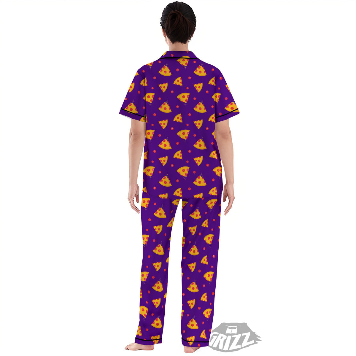 Pizza Purple Print Pattern Women's Pajamas Set-grizzshop