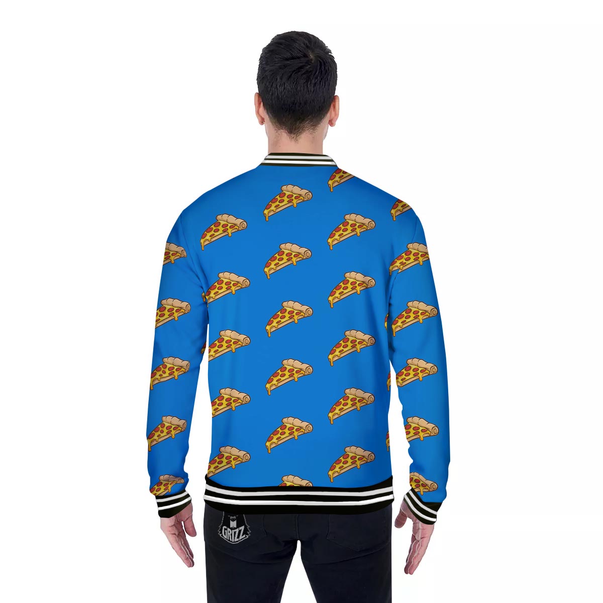 Pizza Teal Print Pattern Baseball Jacket-grizzshop