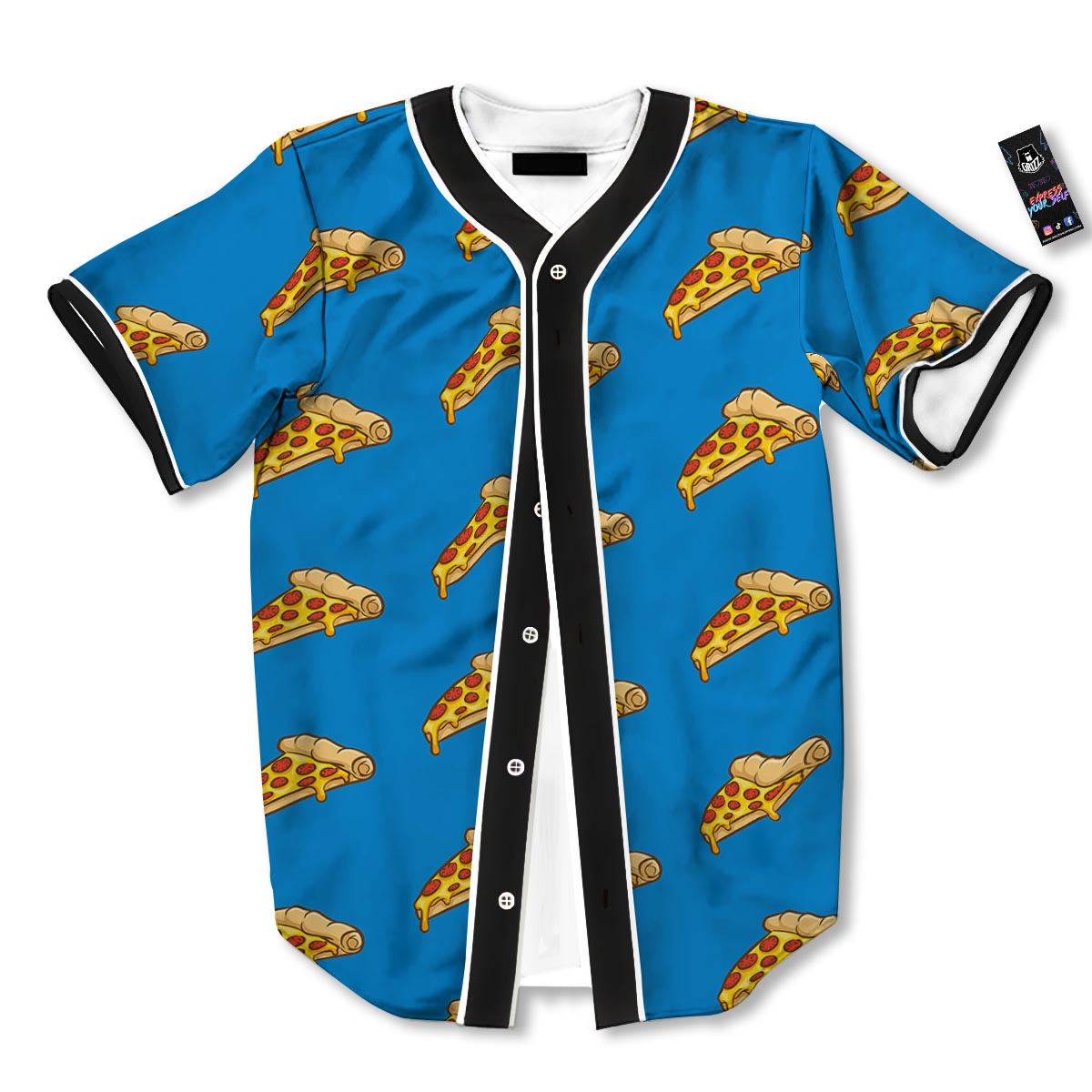 Pizza Teal Print Pattern Baseball Jersey-grizzshop
