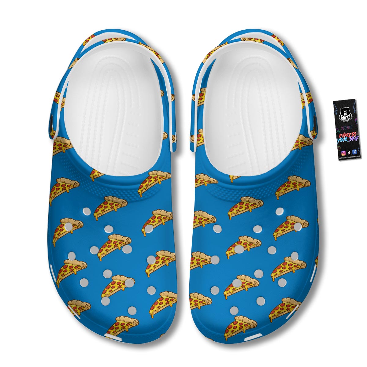 Pizza Teal Print Pattern Clog-grizzshop