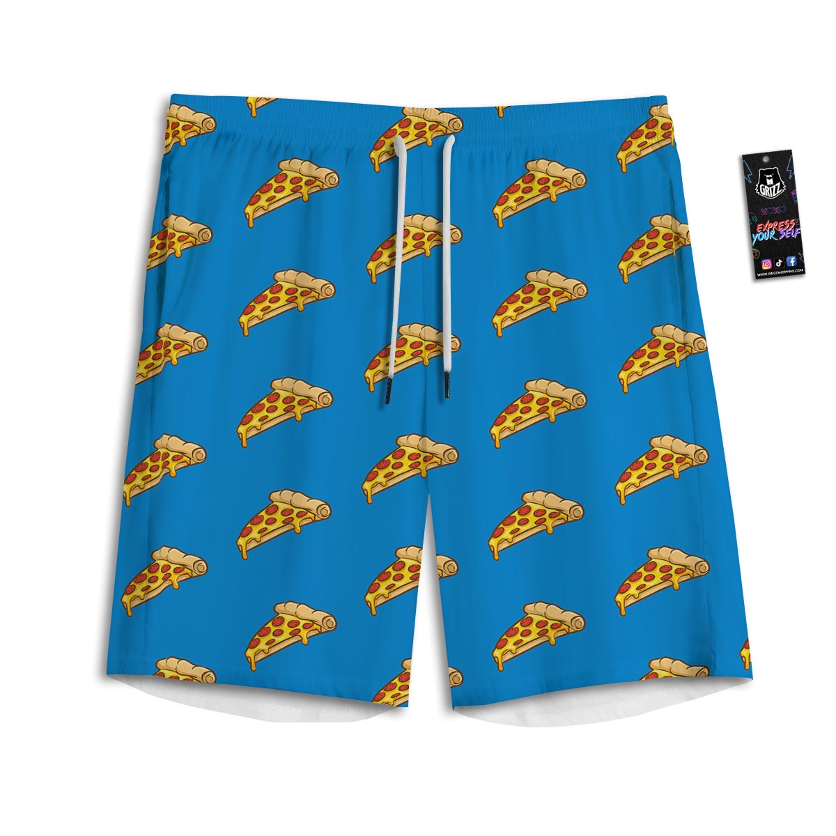 Pizza Teal Print Pattern Men's Athletic Shorts