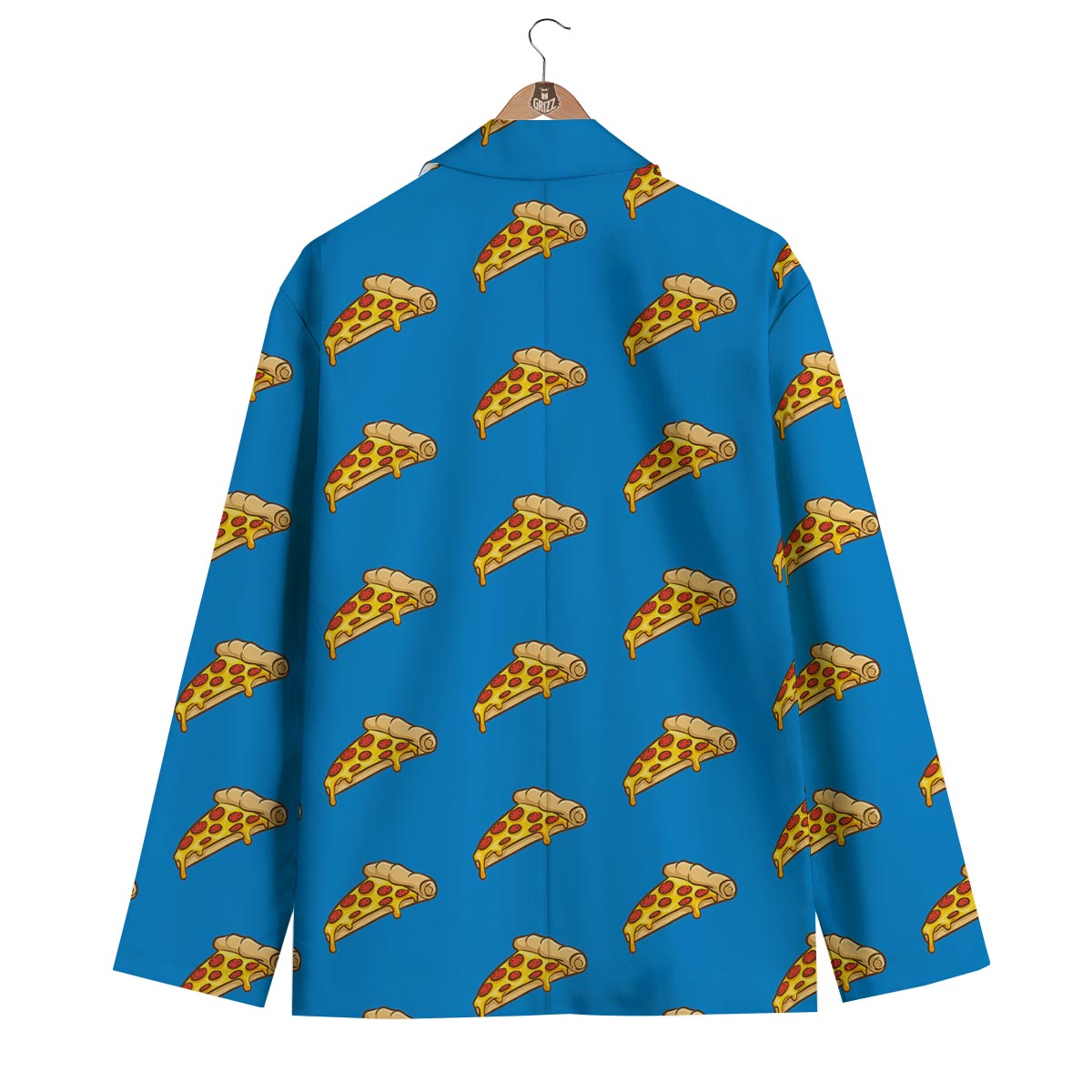 Pizza Teal Print Pattern Men's Blazer-grizzshop