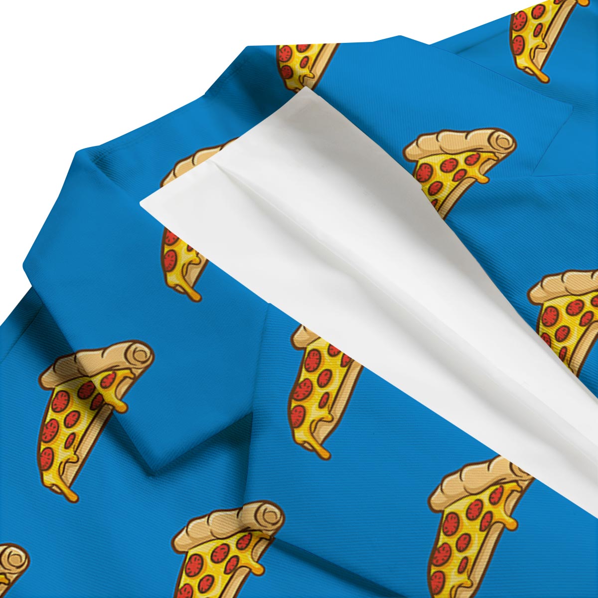 Pizza Teal Print Pattern Men's Blazer-grizzshop