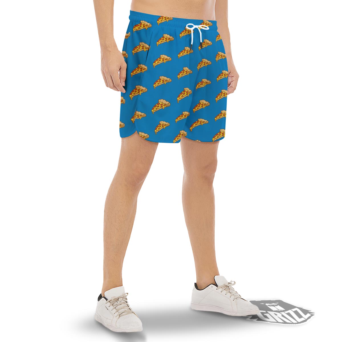 Pizza Teal Print Pattern Men's Gym Shorts-grizzshop
