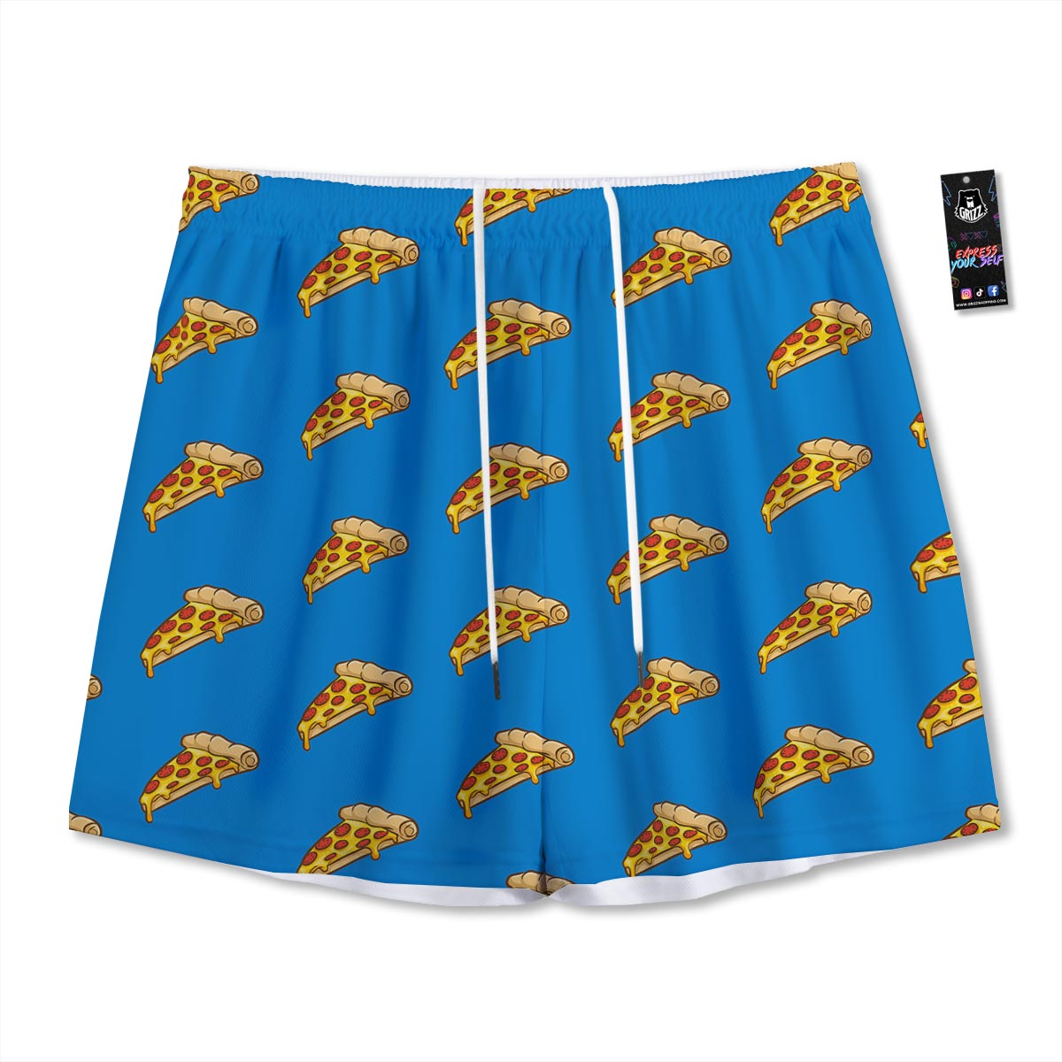 Pizza Teal Print Pattern Mesh Shorts