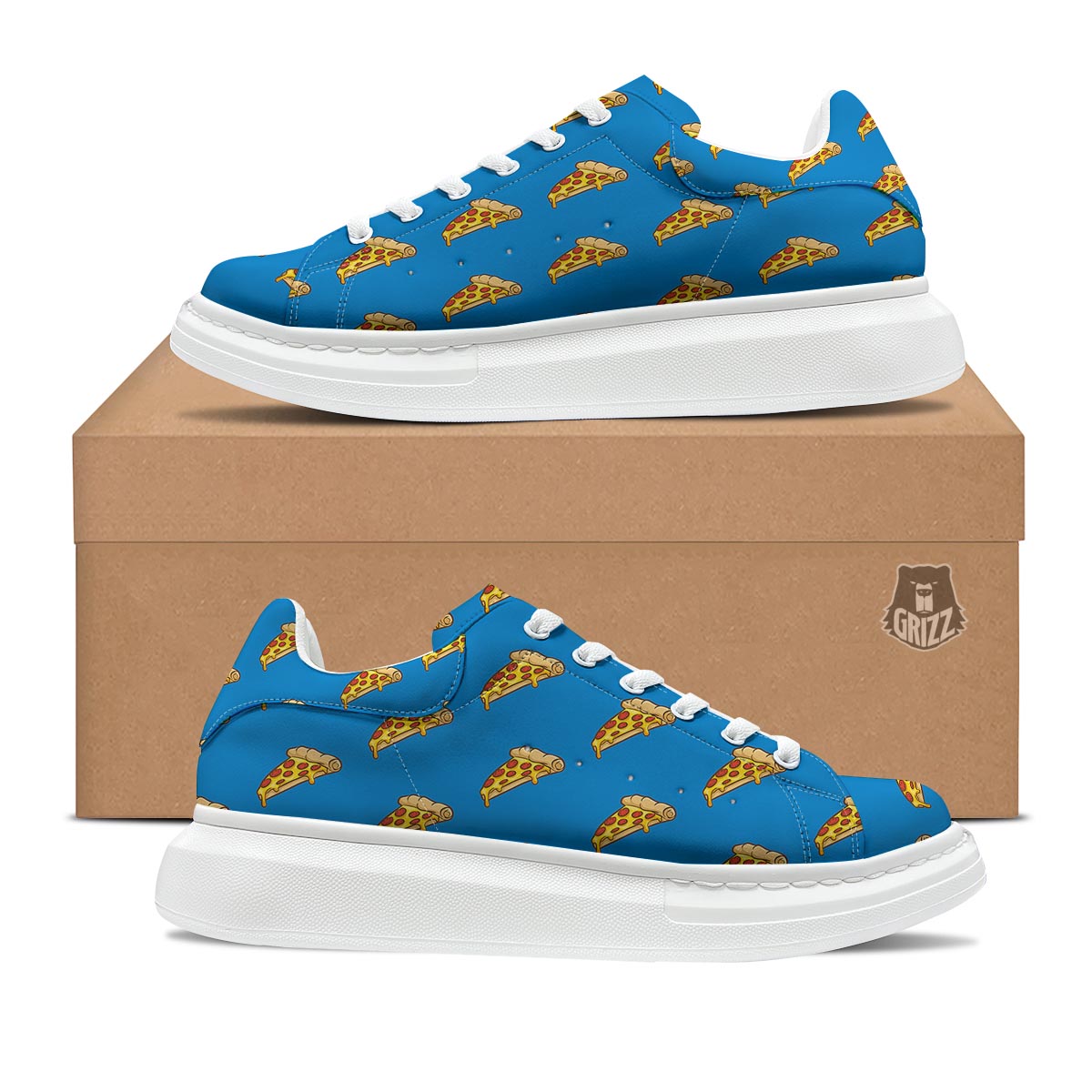 Pizza Teal Print Pattern Platform Shoes-grizzshop