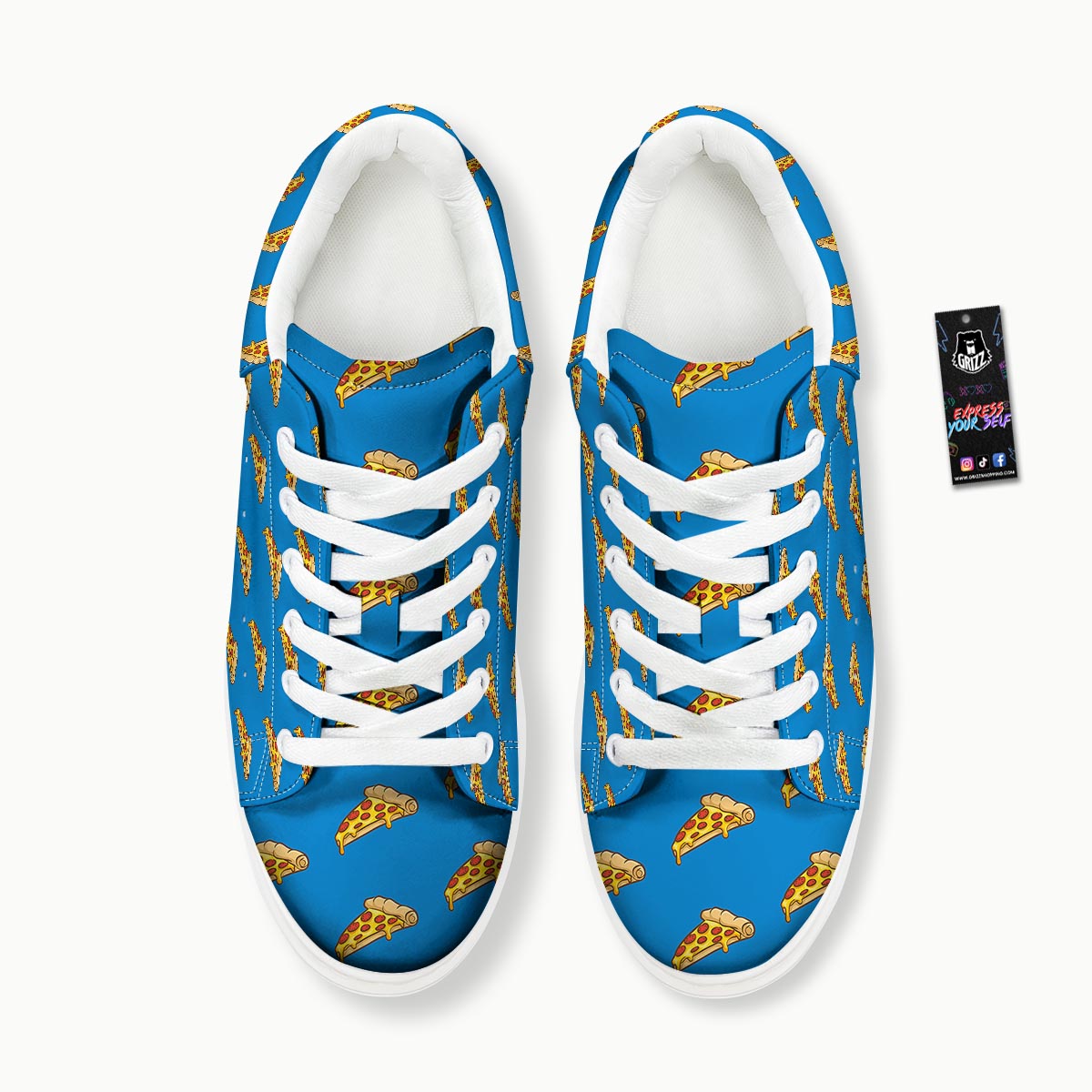 Pizza Teal Print Pattern Platform Shoes-grizzshop