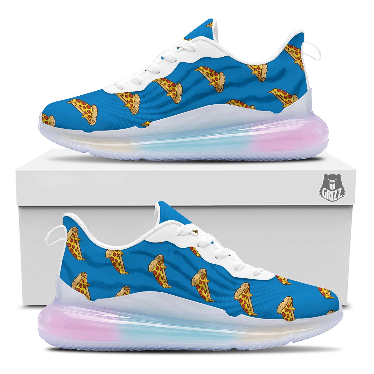 Pizza Teal Print Pattern Running Sneakers-grizzshop
