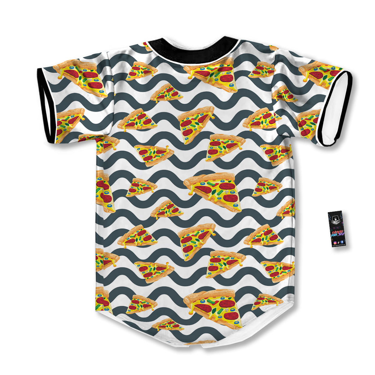 Pizza Zigzag Print Pattern Baseball Jersey-grizzshop